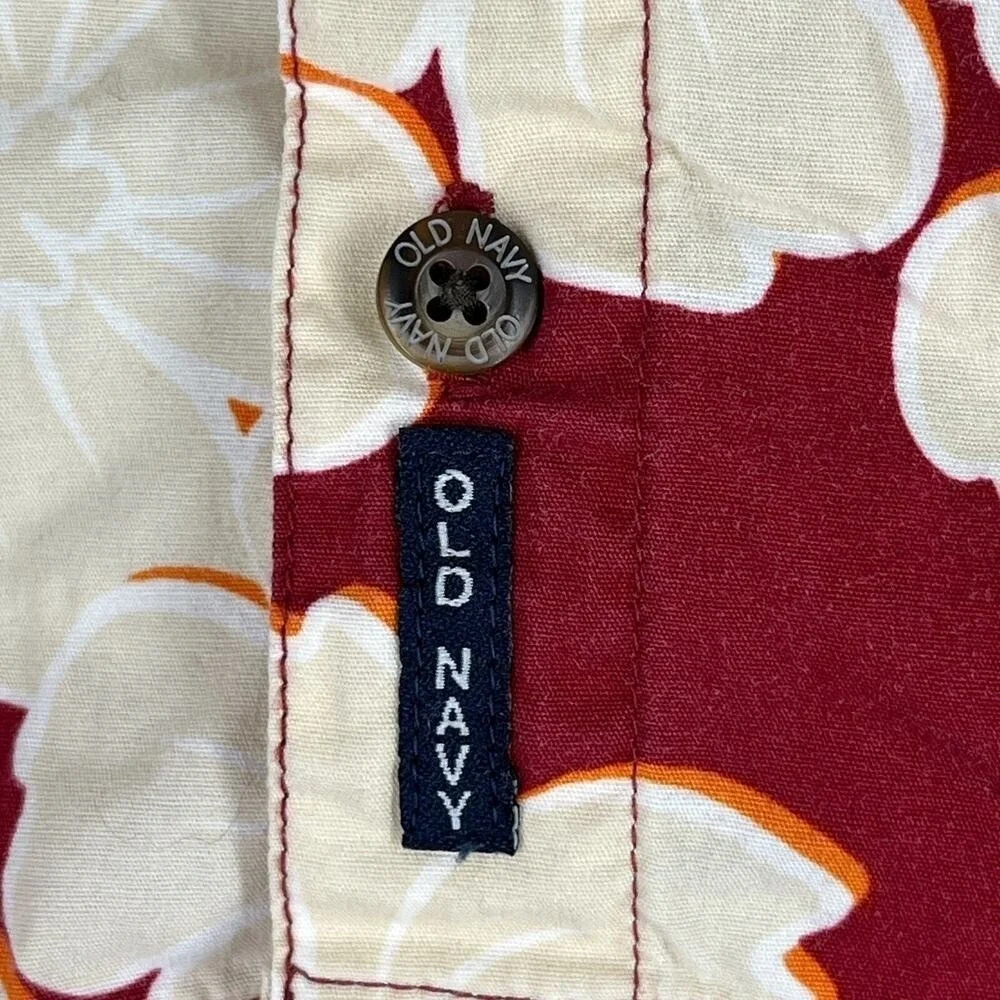 Old Navy Shirt Baby Boys 12-18 Months‎ Red Hawaiian Camp Resort Button-Up